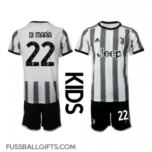 Juventus Angel Di Maria #22 Fußballbekleidung Heimtrikot Kinder 2022-23 Kurzarm (+ kurze hosen)